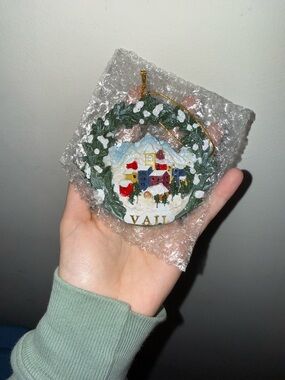Vail Holiday Wreath Ornament - Green and White
